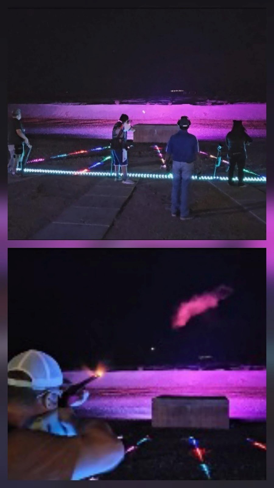 Shooters lined up to try their skills at cosmic trap provided by Jack Wang. Shooters lined up to try their skills at cosmic trap provided by Jack Wang.